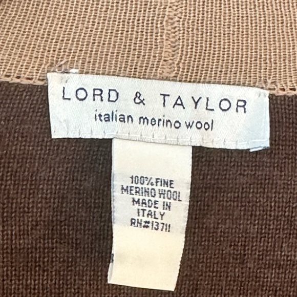 Lord & Taylor Italian Merino Wool 2 Tone Brown & Tan Poncho/Cape/Wrap/Shawl, OS - Picture 3 of 10